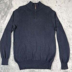 Timberland Mens Quarter Zip Sweater Size Large Navy Blue Cotton